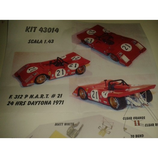 Kit Ferrari 312 P 24 Hrs Daytona 1971 # 21 NART Racing Team - Resin Kit 1:43